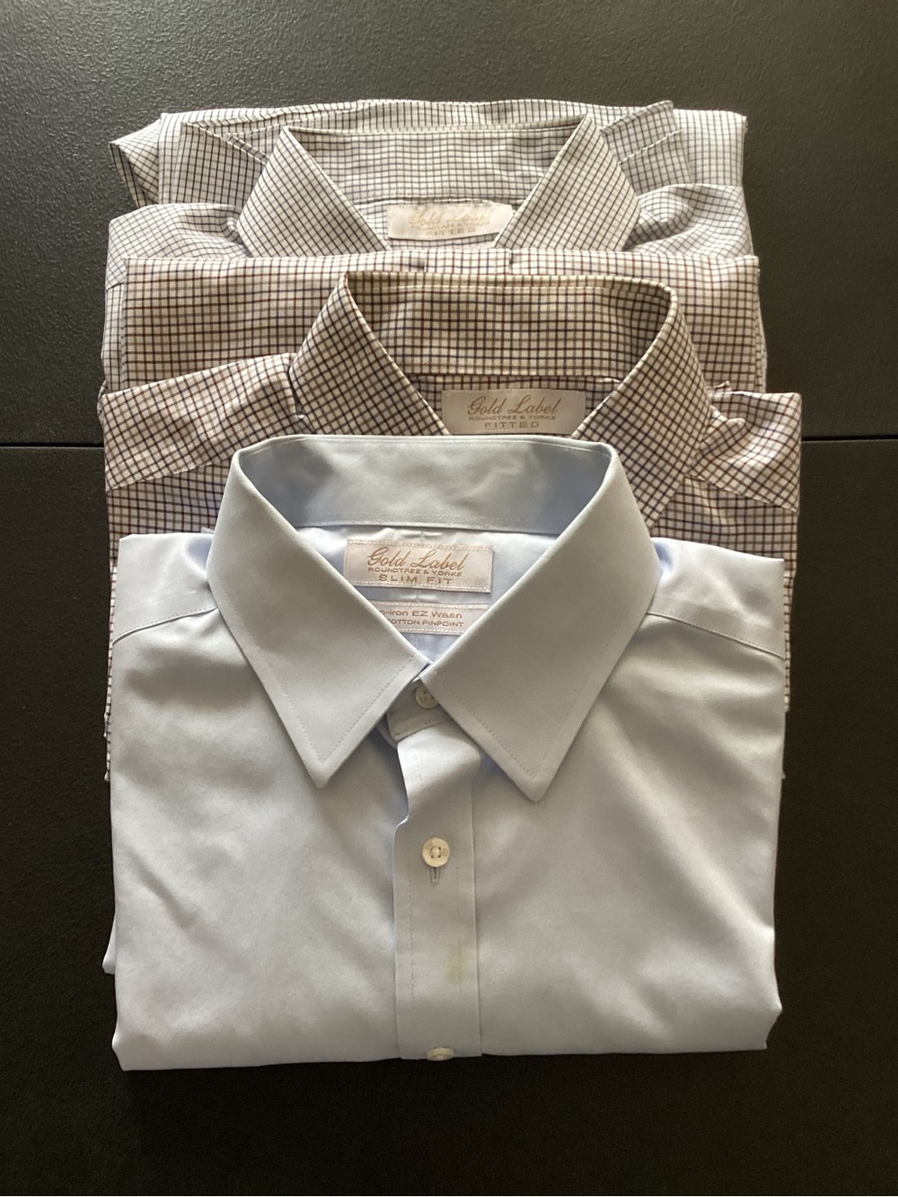 Three Preston & York gold label dress Shirts for Men